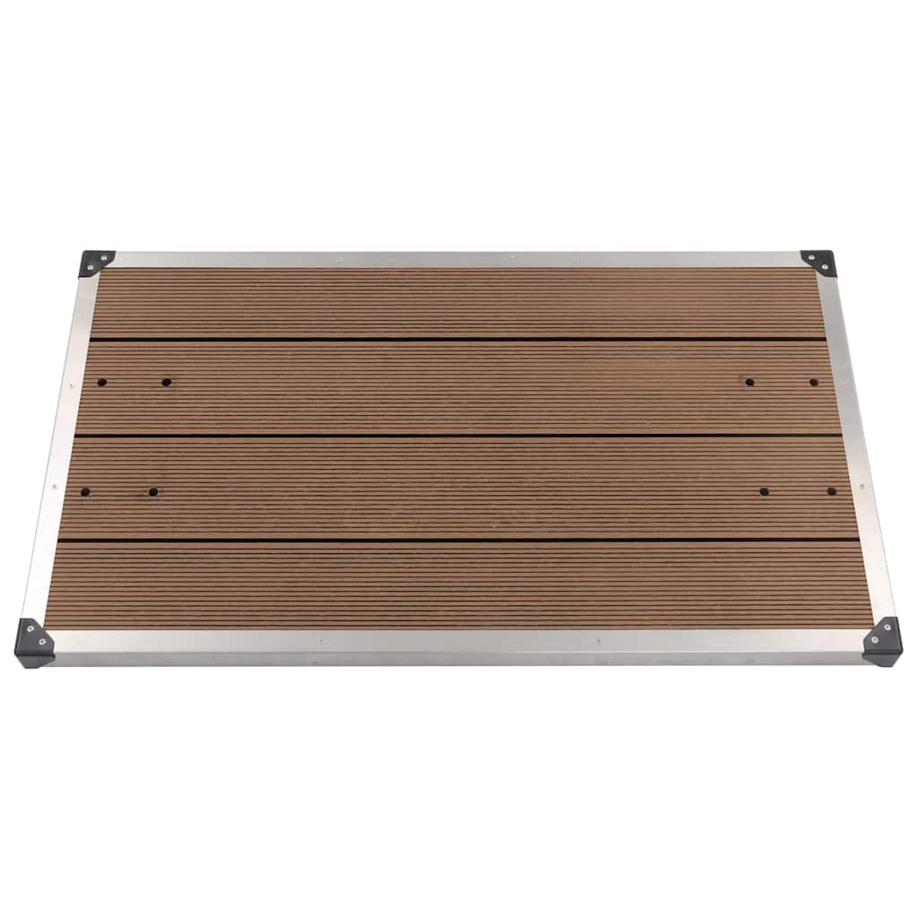 Plato de ducha de jardín WPC acero inoxidable gris 110x62 cm