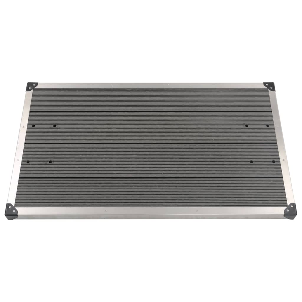 Plato de ducha de jardín WPC acero inoxidable gris 110x62 cm