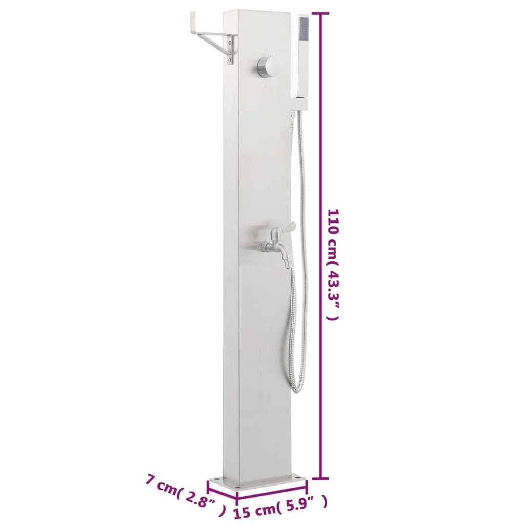 Grifo para ducha de jardín acero inoxidable 110 cm