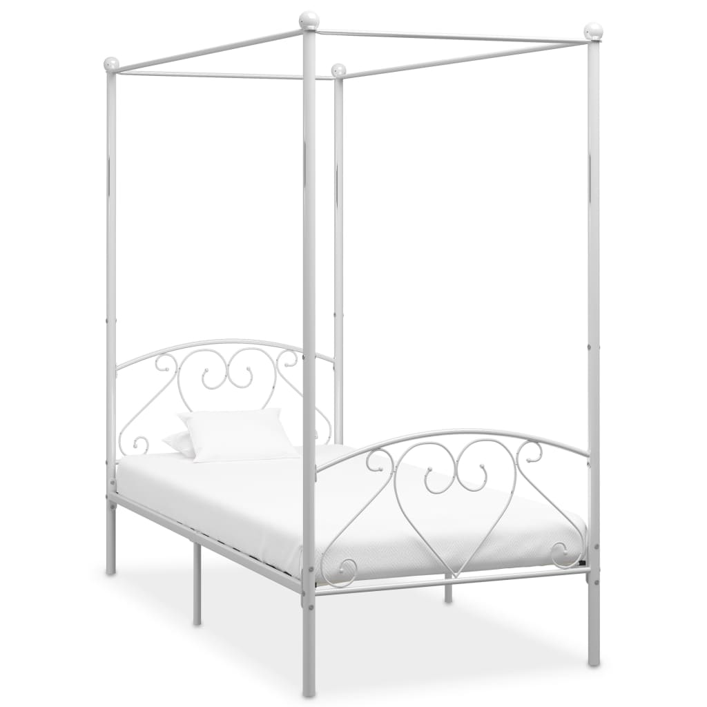Estructura cama con dosel sin colchón metal blanco 120x200 cm