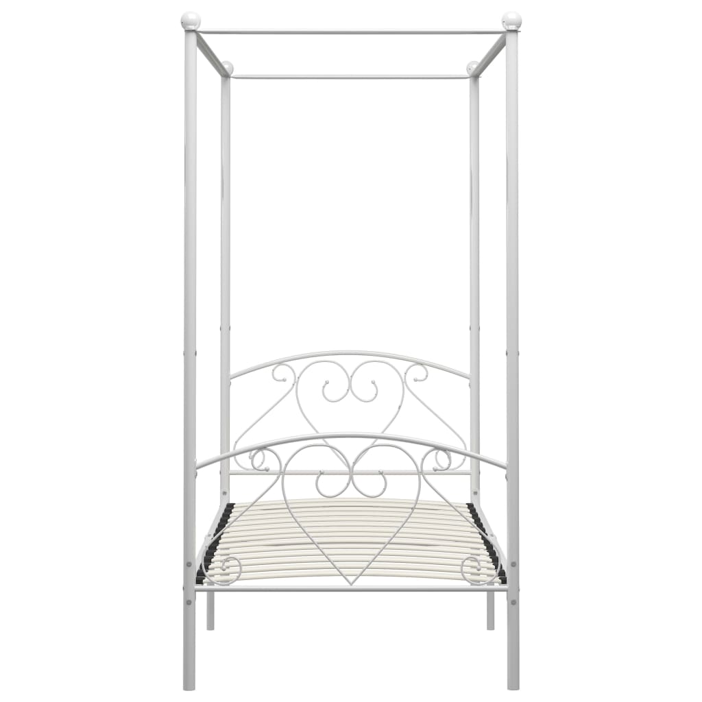 Estructura cama con dosel sin colchón metal blanco 120x200 cm