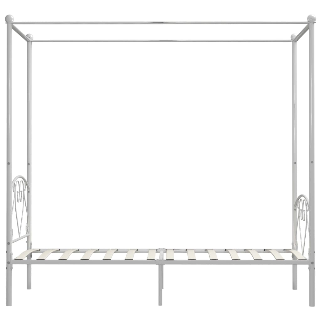 Estructura cama con dosel sin colchón metal blanco 120x200 cm