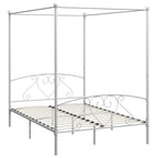Estructura cama con dosel sin colchón metal blanco 140x200 cm