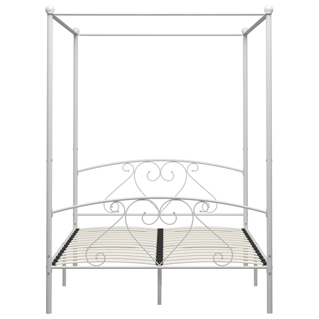 Estructura cama con dosel sin colchón metal blanco 140x200 cm