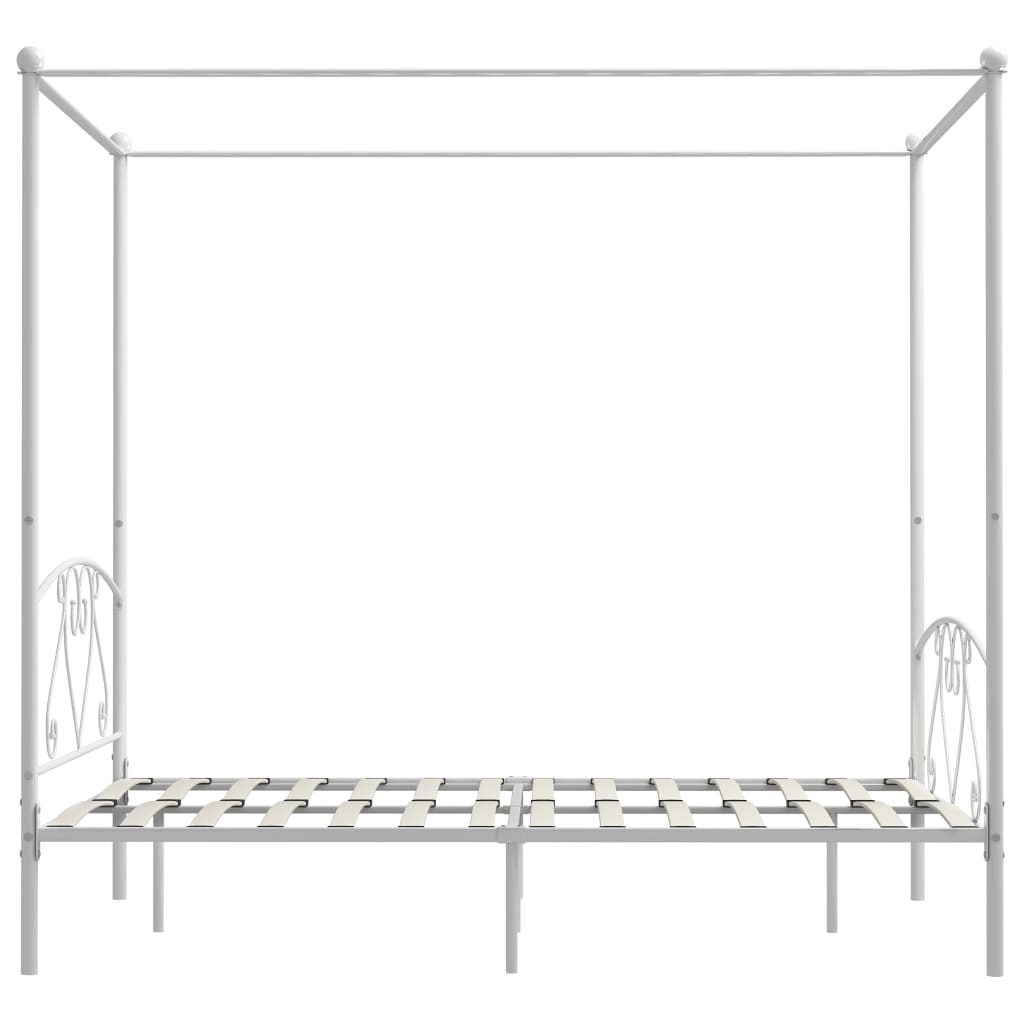 Estructura cama con dosel sin colchón metal blanco 140x200 cm