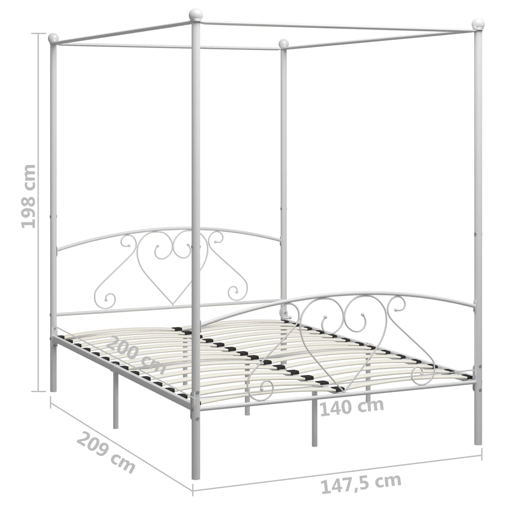 Estructura cama con dosel sin colchón metal blanco 140x200 cm