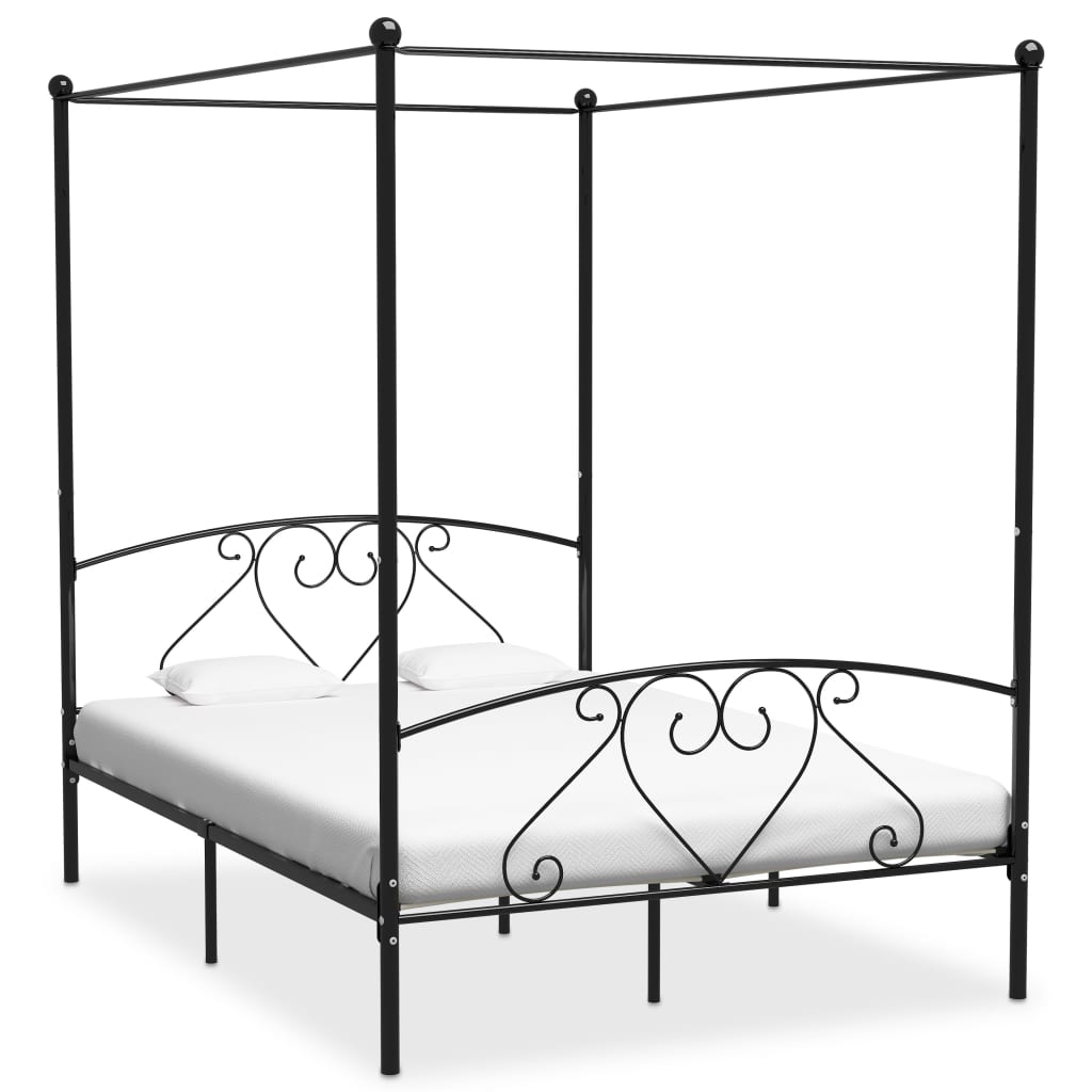 Estructura cama con dosel sin colchón metal blanco 140x200 cm