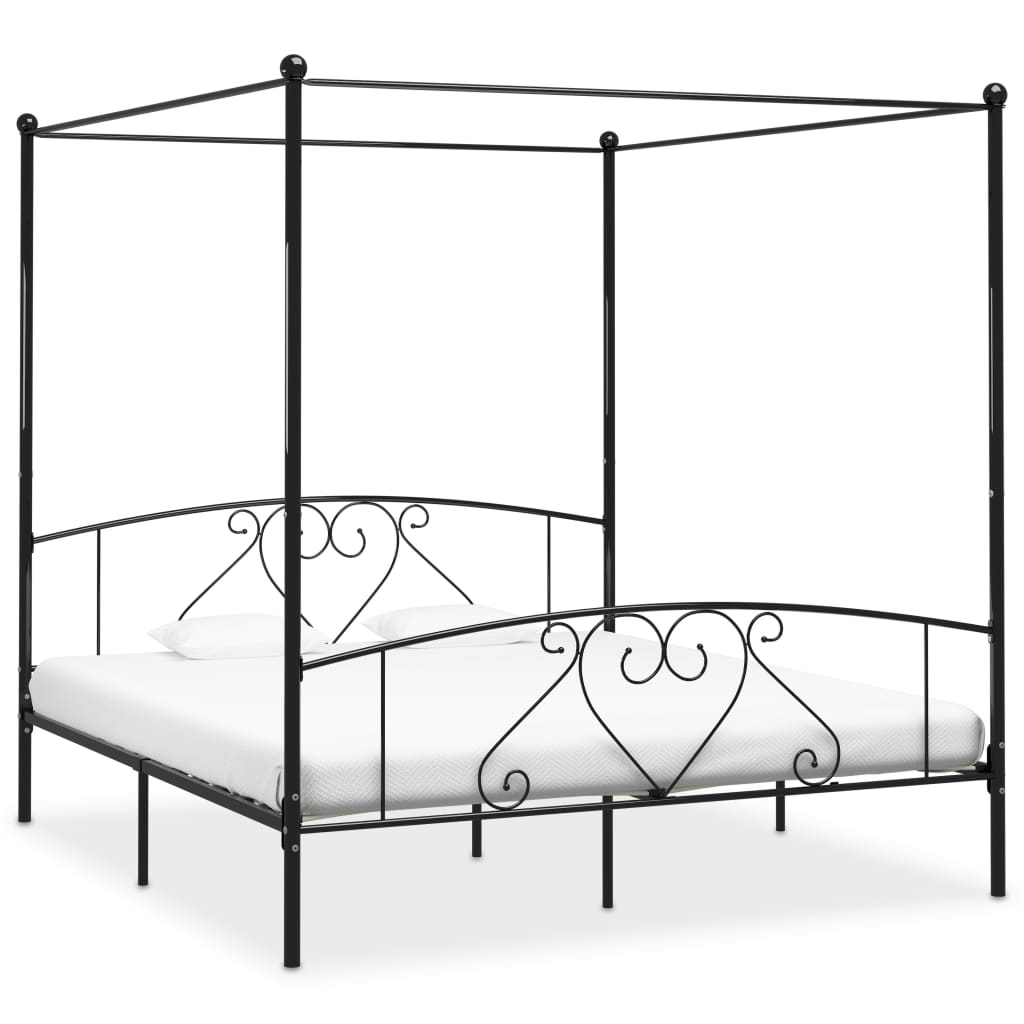 Estructura cama con dosel sin colchón metal blanco 140x200 cm