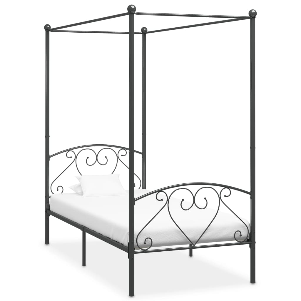 Estructura cama con dosel sin colchón metal blanco 120x200 cm