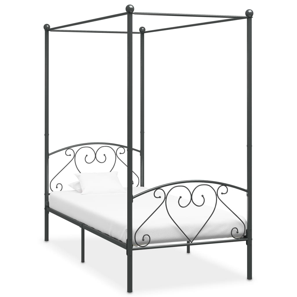 Estructura cama con dosel sin colchón metal blanco 120x200 cm