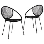 Sillas de jardín 2 unidades ratán de PVC negro