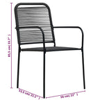 Set de comedor de jardín 5 pzas cuerda de algodón y acero negro
