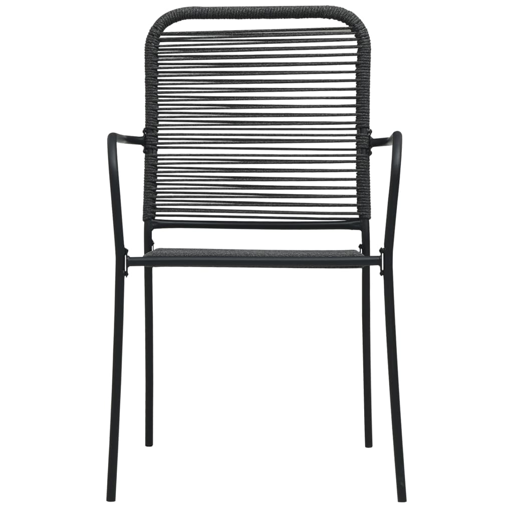 Set de comedor de jardín 5 pzas cuerda de algodón y acero negro