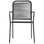 Set de comedor de jardín 5 pzas cuerda de algodón y acero negro