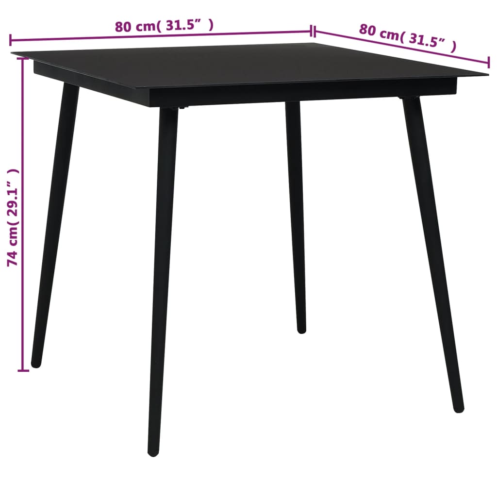 Set de comedor de jardín 5 pzas cuerda de algodón y acero negro
