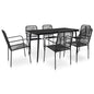 7-piece outdoor dining set with cotton rope and black steel