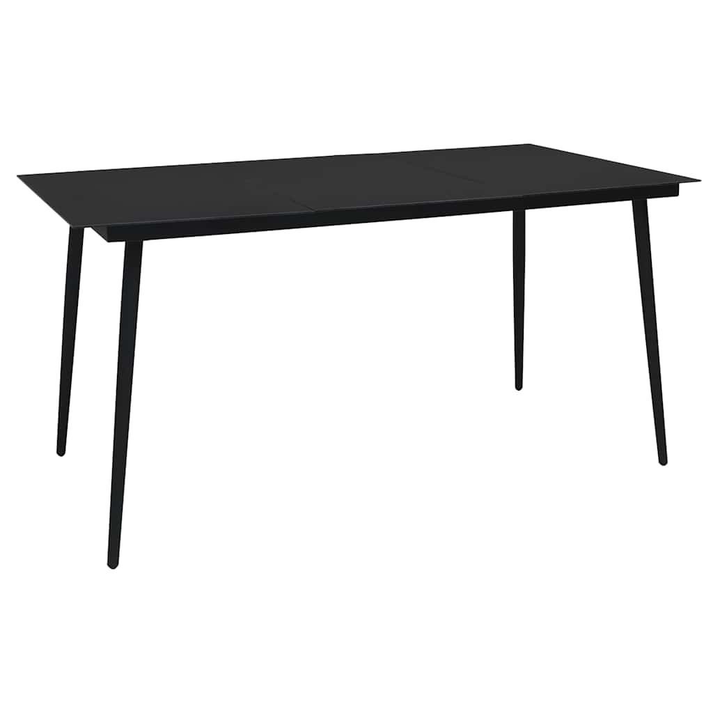 Set de comedor de jardín 7 pzas cuerda de algodón y acero negro