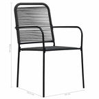 Set de comedor de jardín 7 pzas cuerda de algodón y acero negro