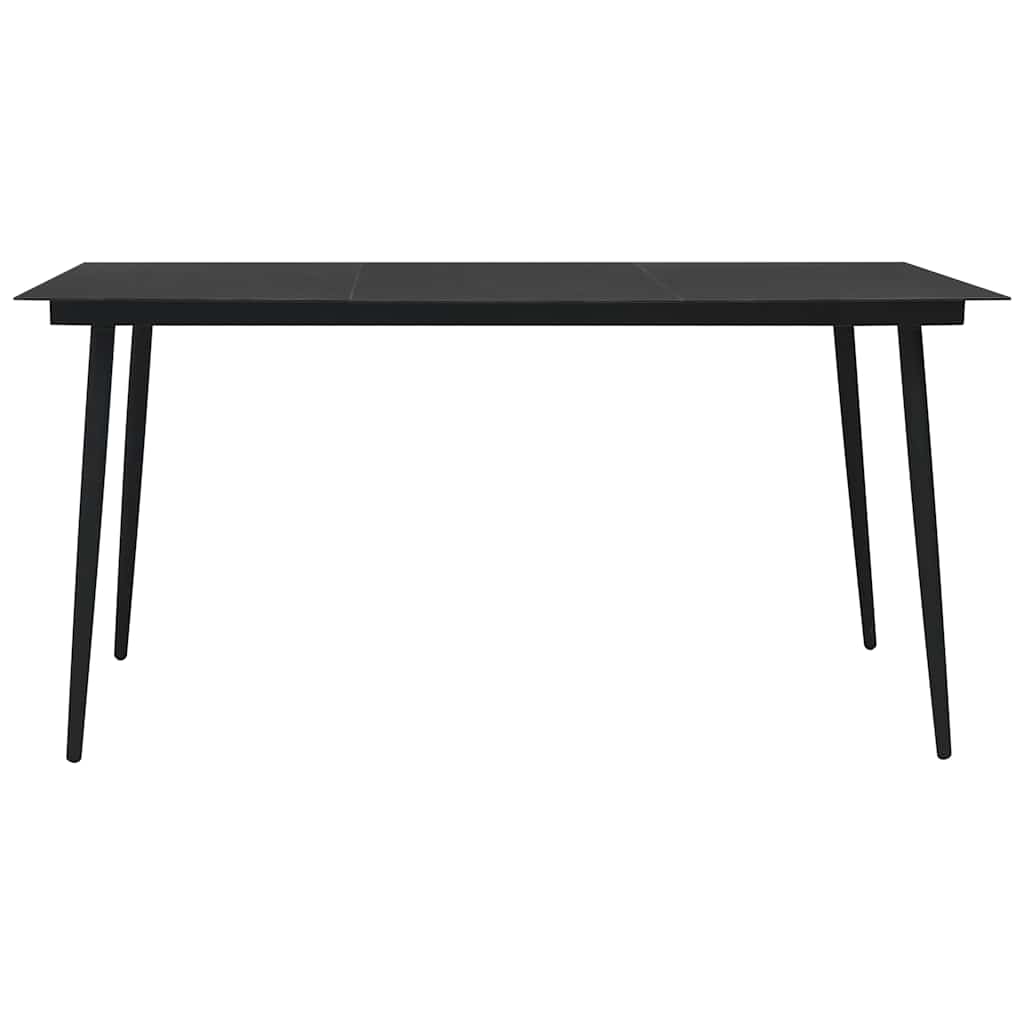 Set de comedor de jardín 7 pzas cuerda de algodón y acero negro