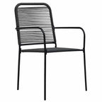 Set de comedor de jardín 7 pzas cuerda de algodón y acero negro