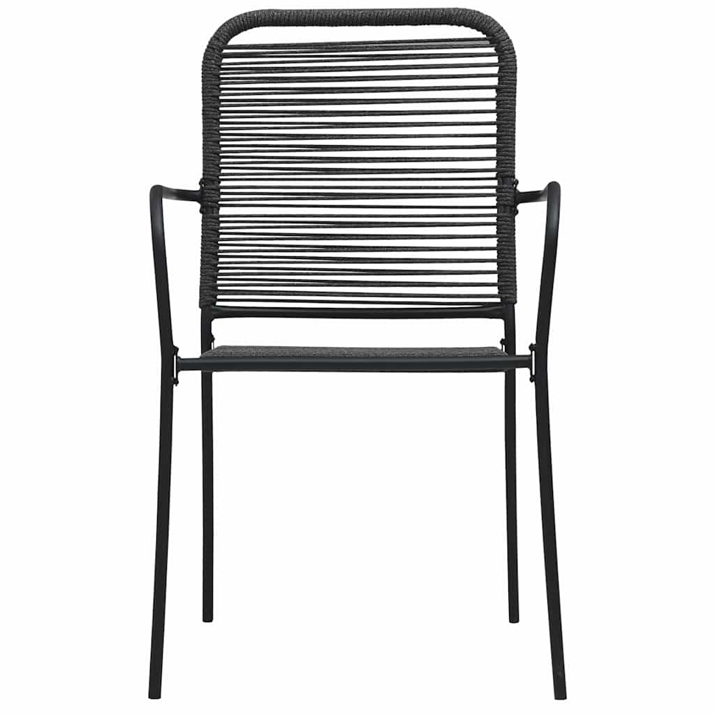 Set de comedor de jardín 7 pzas cuerda de algodón y acero negro