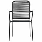 Set de comedor de jardín 7 pzas cuerda de algodón y acero negro