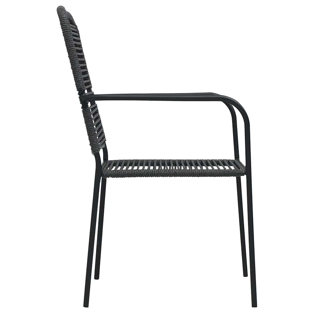 Set de comedor de jardín 7 pzas cuerda de algodón y acero negro