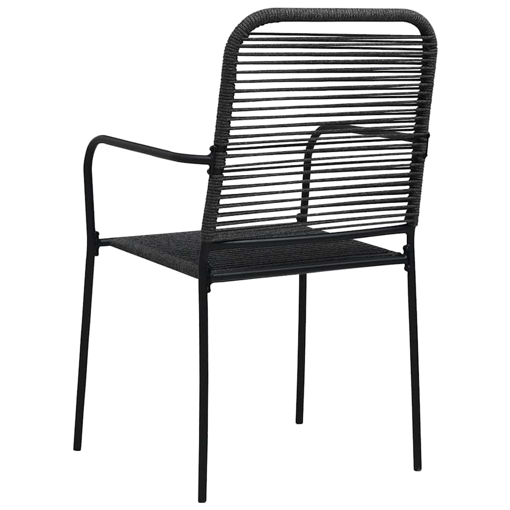 Set de comedor de jardín 7 pzas cuerda de algodón y acero negro
