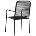 Set de comedor de jardín 7 pzas cuerda de algodón y acero negro