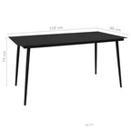 Set de comedor de jardín 7 pzas cuerda de algodón y acero negro