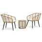 Set de mesa y sillas de jardín 3 piezas ratán sintético negro