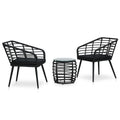 Set de mesa y sillas de jardín 3 piezas ratán sintético negro