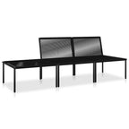 Juego de muebles de jardín 3 piezas con cojines PVC negro