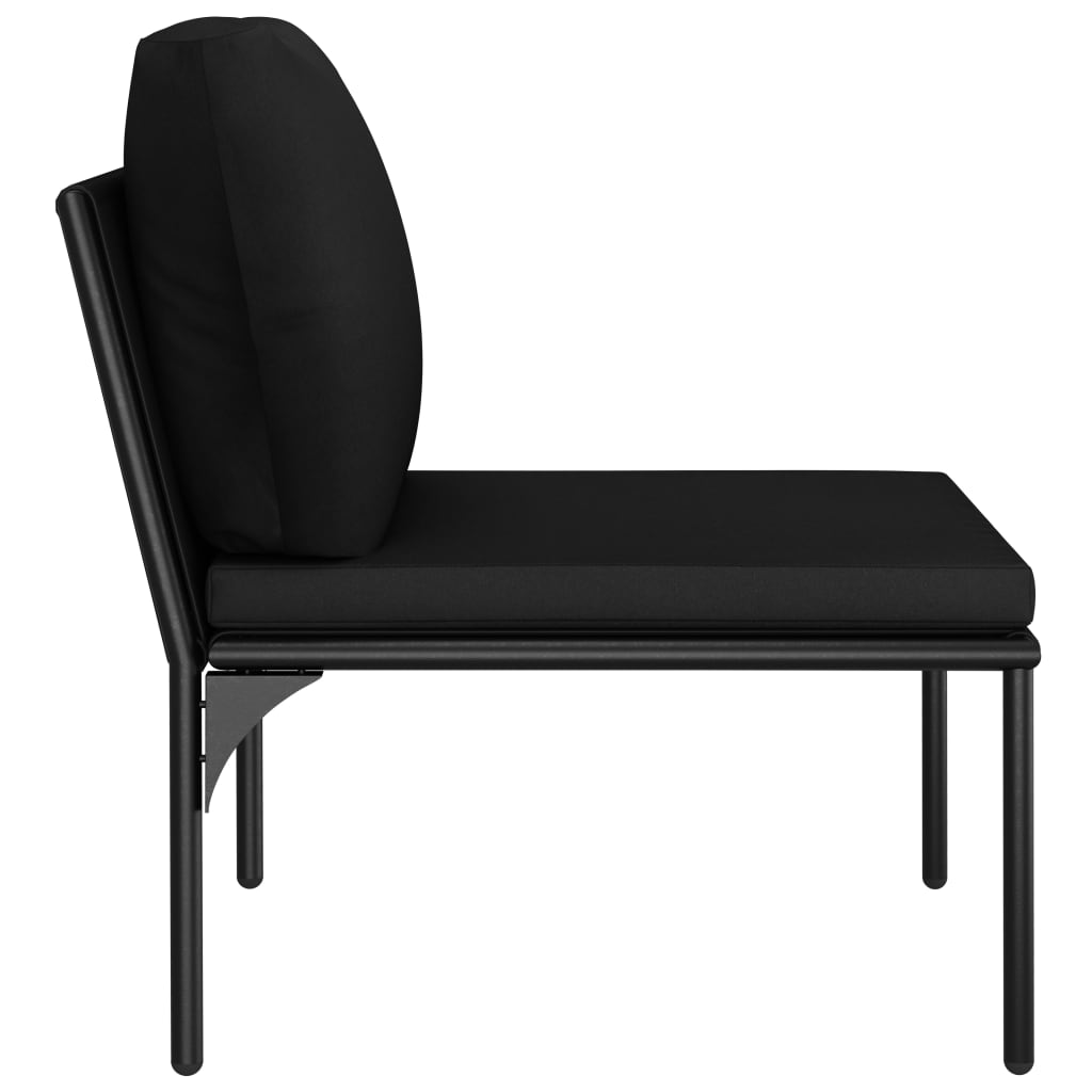 Juego de muebles de jardín 3 piezas con cojines PVC negro