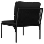 Juego de muebles de jardín 3 piezas con cojines PVC negro