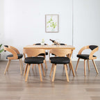 Silla de comedor de madera curvada y cuero sintético negro