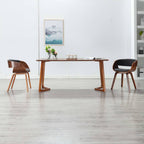 Silla de comedor de madera curvada y cuero sintético negro