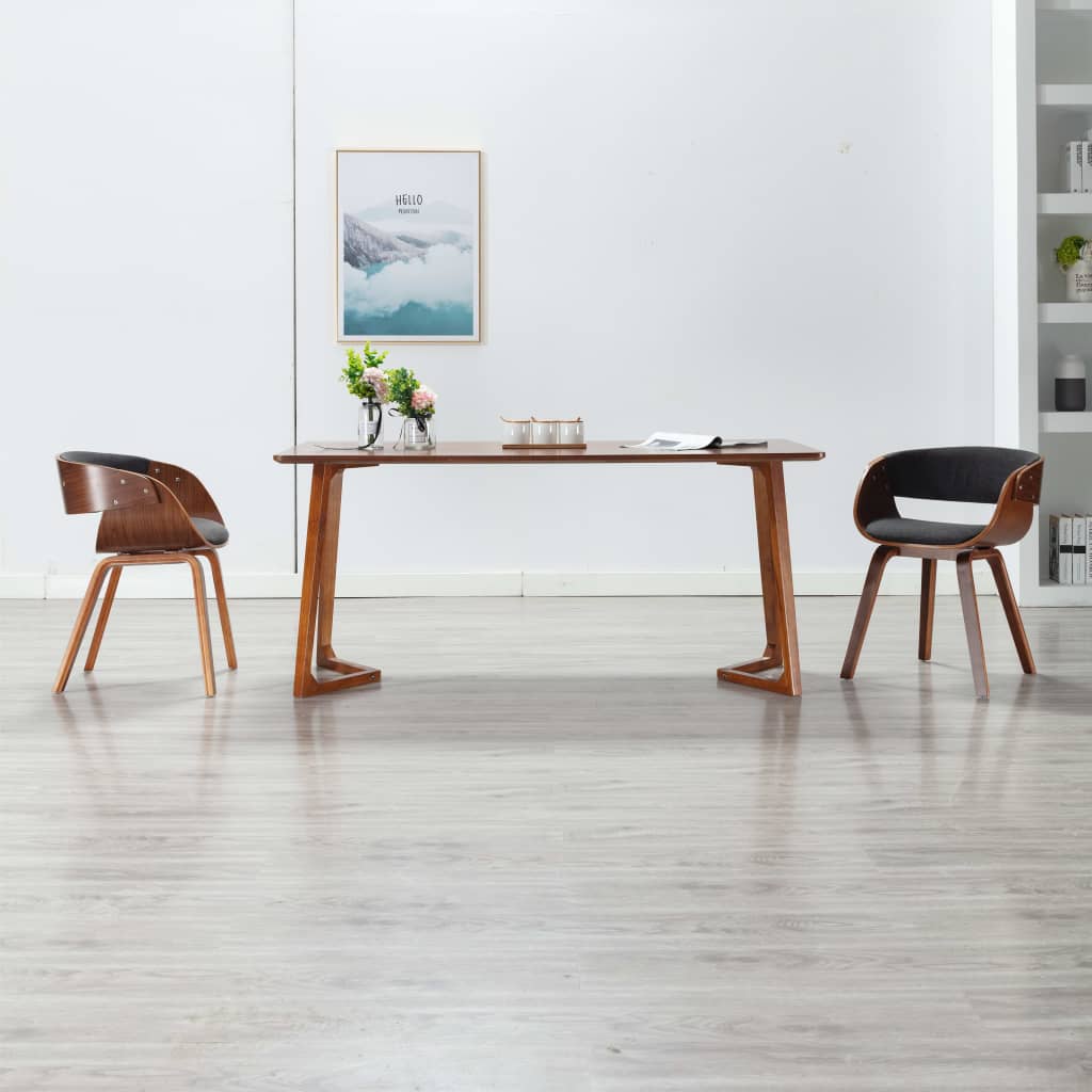Silla de comedor de madera curvada y cuero sintético negro