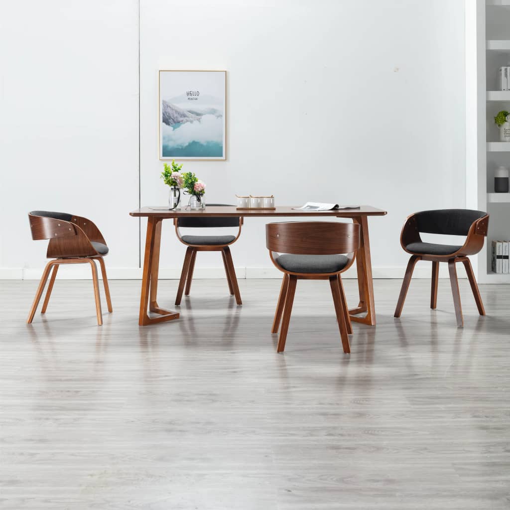 Silla de comedor de madera curvada y cuero sintético negro