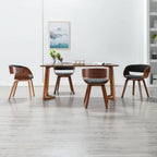 Silla de comedor de madera curvada y cuero sintético negro