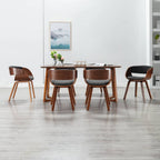 Silla de comedor de madera curvada y cuero sintético negro