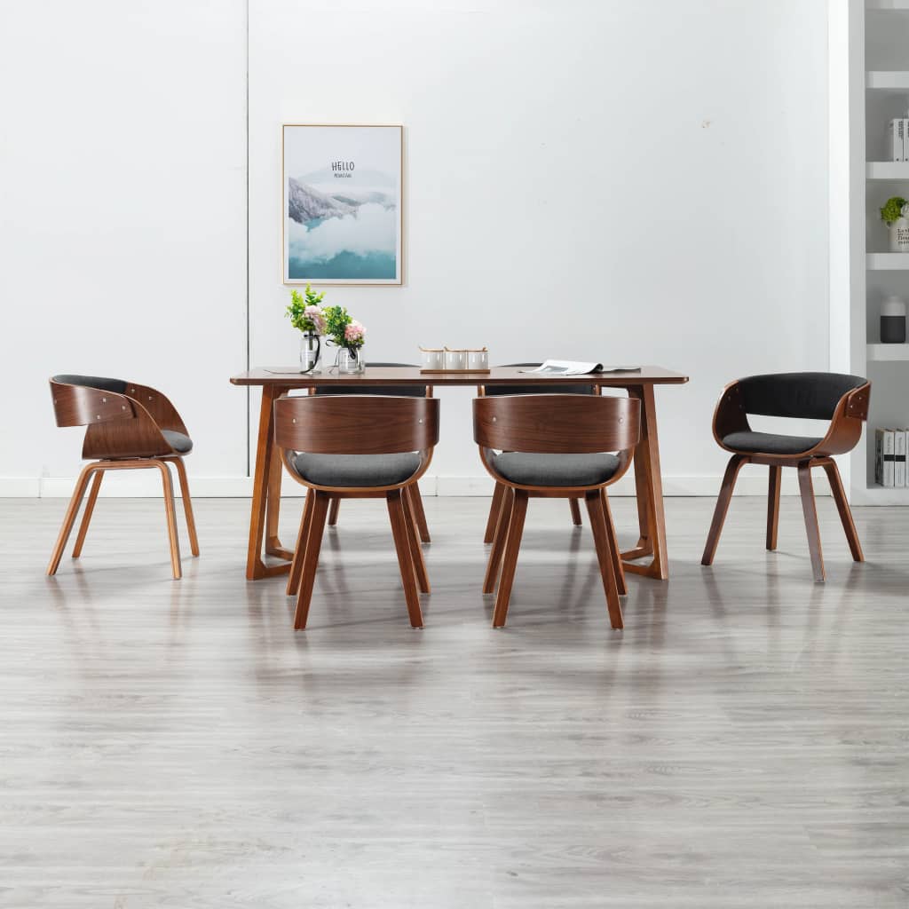 Silla de comedor de madera curvada y cuero sintético negro