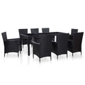 Juego de comedor de jardín 9 piezas ratán sintético negro