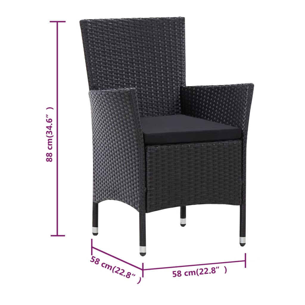 Juego de comedor de jardín 9 piezas ratán sintético negro