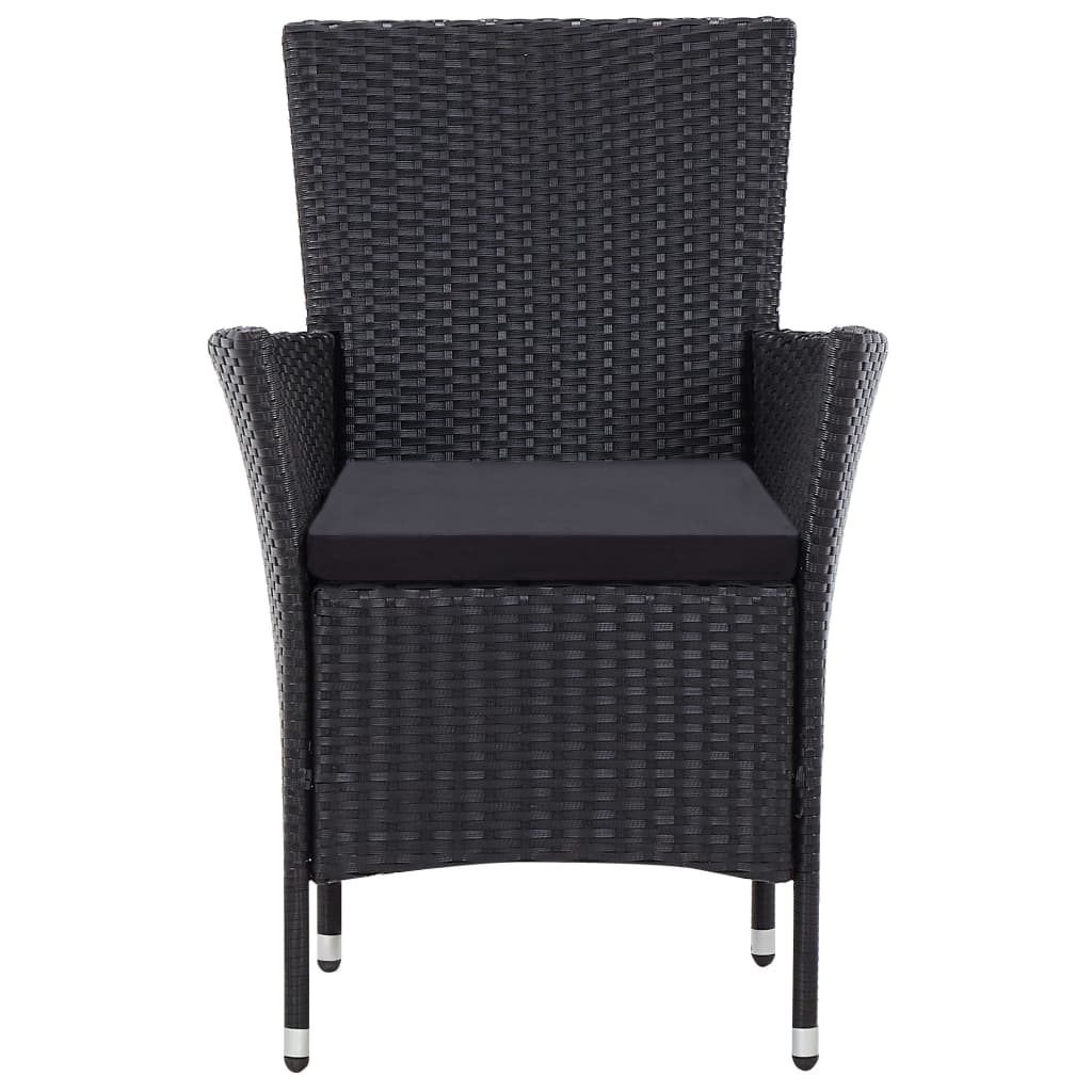 Juego de comedor de jardín 9 piezas ratán sintético negro