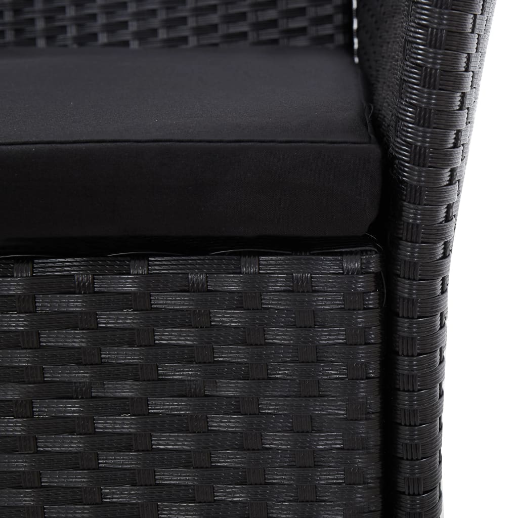 Juego de comedor de jardín 9 piezas ratán sintético negro