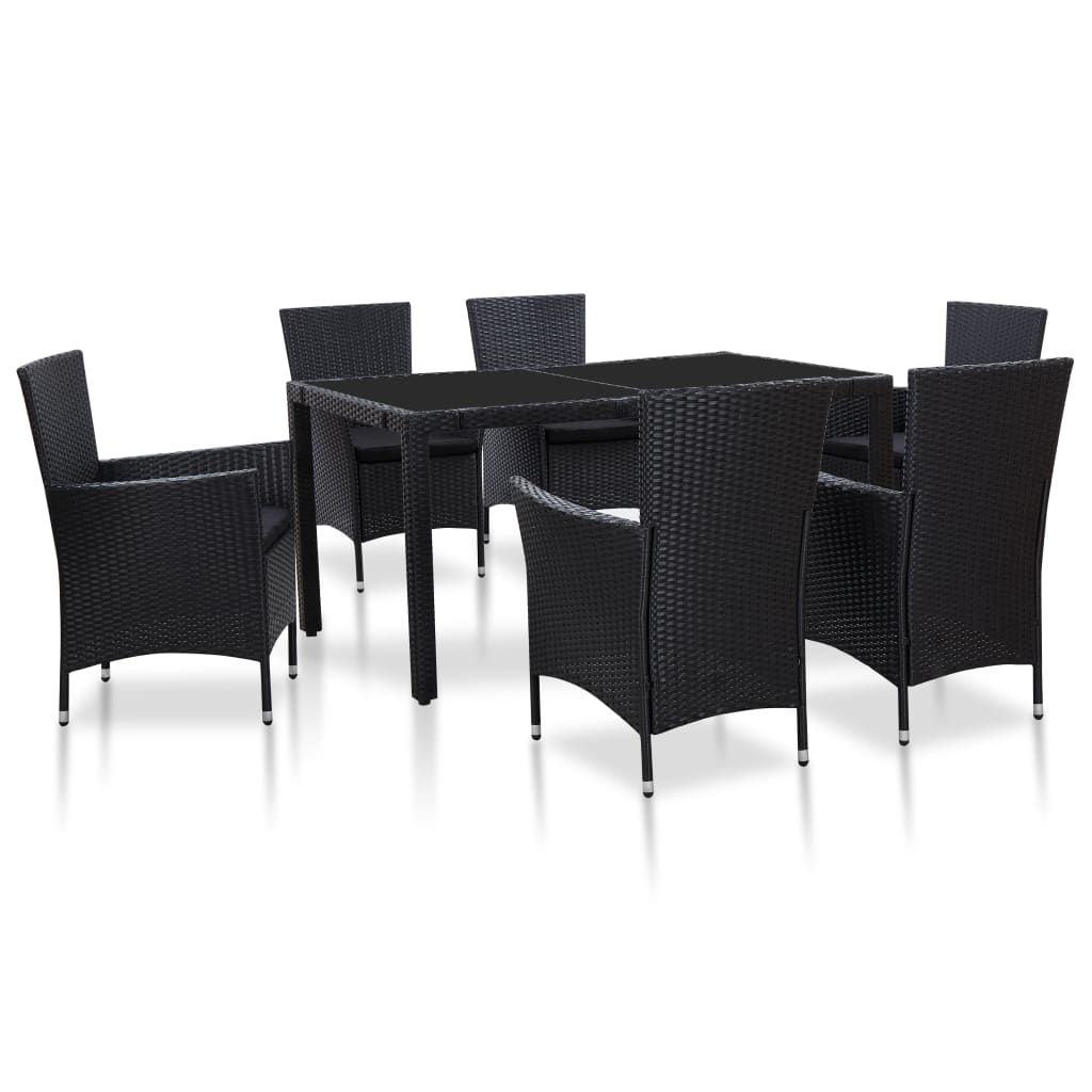 Juego de comedor de jardín 5 piezas ratán sintético negro