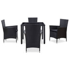 Juego de comedor de jardín 5 piezas ratán sintético negro