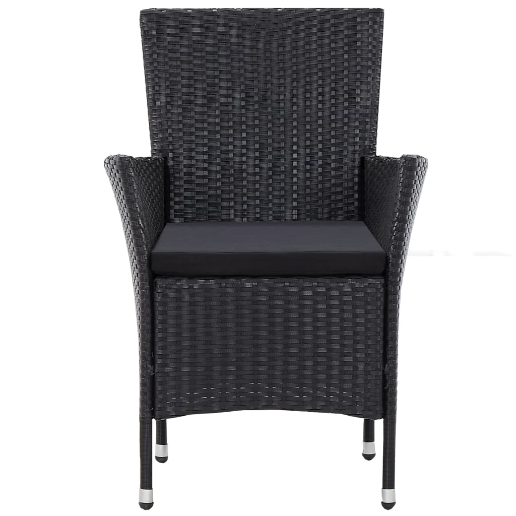 Juego de comedor de jardín 5 piezas ratán sintético negro
