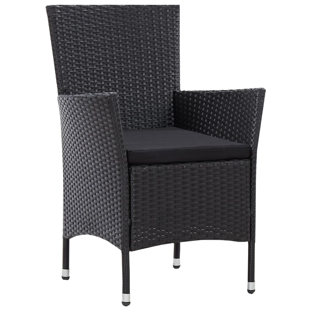 Juego de comedor de jardín 5 piezas ratán sintético negro